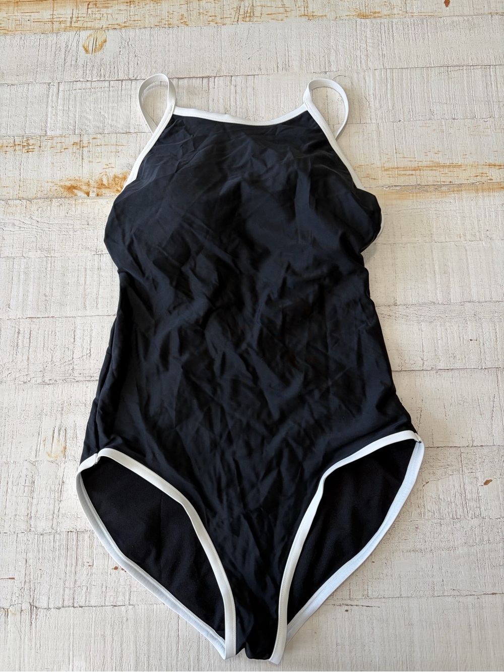 Shade & Shore Black One-Piece Swimsuit with White Trim